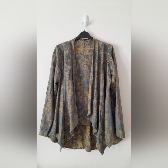 Grizas S UK 10 Cotton Silk Green Floral Layered Top - Picture 5 of 9